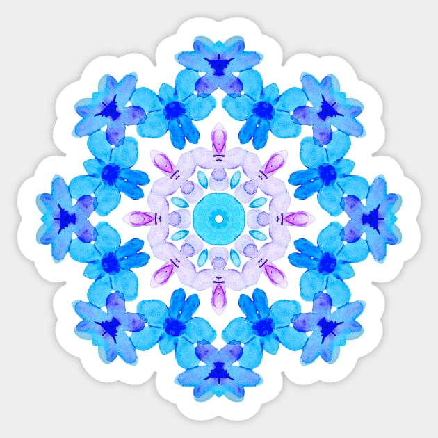 Flower Mandala Violet Blue Watercolor Floral Art Sticker by Boriana Giormova